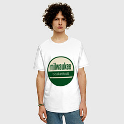Футболка оверсайз мужская Milwaukee basketball, цвет: белый — фото 2