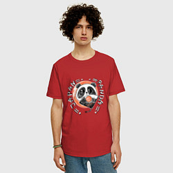 Футболка оверсайз мужская Японская панда, цвет: красный — фото 2