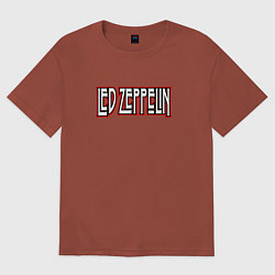 Футболка оверсайз мужская Led Zeppelin логотип, цвет: кирпичный