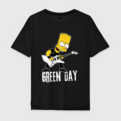 Футболка оверсайз мужская Green Day Барт Симпсон рокер, цвет: черный