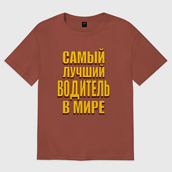 Футболка оверсайз мужская Самый лучший водитель буквы с тенью, цвет: кирпичный