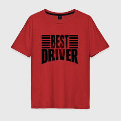 Мужская футболка оверсайз Best driver надпись с полосами