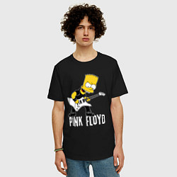 Футболка оверсайз мужская Pink Floyd Барт Симпсон рокер, цвет: черный — фото 2