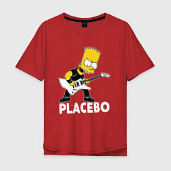 Футболка оверсайз мужская Placebo Барт Симпсон рокер, цвет: красный