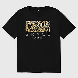 Футболка оверсайз мужская Грация дикой кошки, цвет: черный