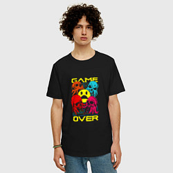Футболка оверсайз мужская Game over inscription, цвет: черный — фото 2