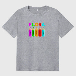 Футболка оверсайз мужская Цвет букв слова флора, цвет: меланж