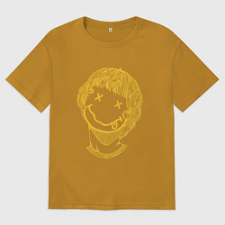 Футболка оверсайз мужская Нирвана Курт Кобейн арт, цвет: горчичный