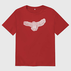 Футболка оверсайз мужская Белый филин в полёте, цвет: красный