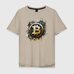 Футболка оверсайз мужская Bitcoin BTC, цвет: миндальный
