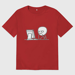 Футболка оверсайз мужская Мемный программист, цвет: красный