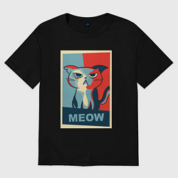Футболка оверсайз мужская Meow obey, цвет: черный