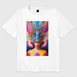 Футболка оверсайз мужская Girl in an art helmet - neural network, цвет: белый