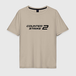 Футболка оверсайз мужская Counter strike 2 лого черный, цвет: миндальный