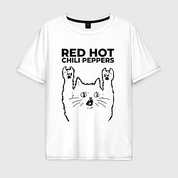 Футболка оверсайз мужская Red Hot Chili Peppers - rock cat, цвет: белый