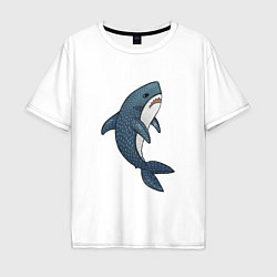 Футболка оверсайз мужская Недовольная плюшевая акула, цвет: белый