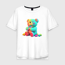 Мужская футболка оверсайз Медвежонок в ярких красках