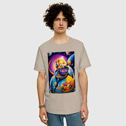 Футболка оверсайз мужская Гомер Симпсон космонавт, цвет: миндальный — фото 2