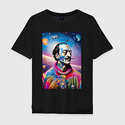 Футболка оверсайз мужская Salvador Dali in space, цвет: черный