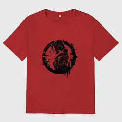 Мужская футболка оверсайз Cyberpunk girl черный контур