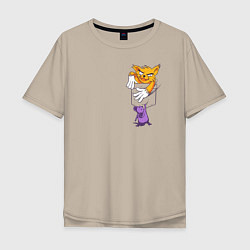 Мужская футболка оверсайз Карманный кот