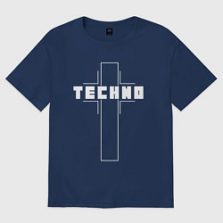 Футболка оверсайз мужская Techno крест, цвет: тёмно-синий