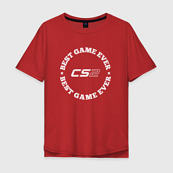 Футболка оверсайз мужская Символ Counter Strike 2 и круглая надпись best gam, цвет: красный