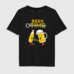 Футболка оверсайз мужская Beer time, цвет: черный