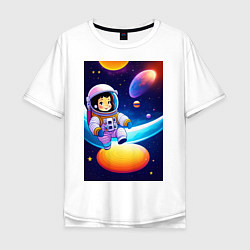 Мужская футболка оверсайз Мультяшный астронавт