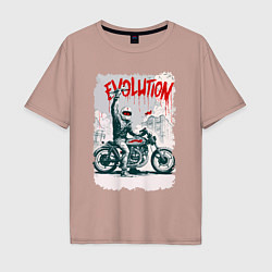 Футболка оверсайз мужская Evolution - motorcycle, цвет: пыльно-розовый