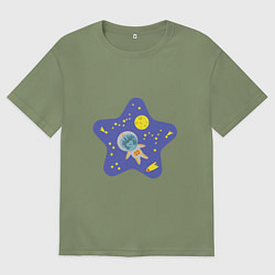 Мужская футболка оверсайз Ежик в космосе