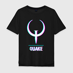 Футболка оверсайз мужская Quake в стиле glitch и баги графики, цвет: черный