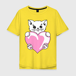 Мужская футболка оверсайз Влюбленный котик