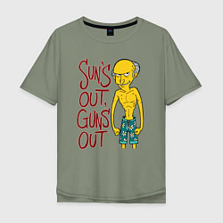 Футболка оверсайз мужская Suns out, guns out, цвет: авокадо