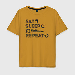 Мужская футболка оверсайз Eat sleep F1