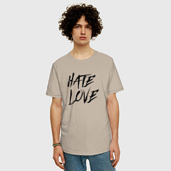 Футболка оверсайз мужская Hate love Face, цвет: миндальный — фото 2