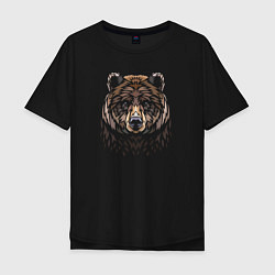 Мужская футболка оверсайз Медведь в этническом стиле