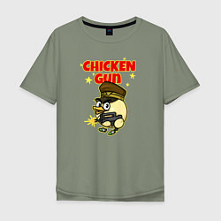 Футболка оверсайз мужская Chicken Gun - игра, цвет: авокадо