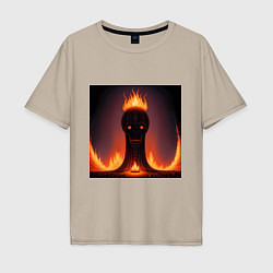 Мужская футболка оверсайз Тотем в форме черепа в огне