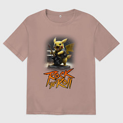 Мужская футболка оверсайз Пикачу Рокnroll