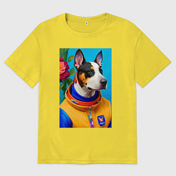 Мужская футболка оверсайз Бравый пёс в лётной форме