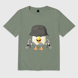 Мужская футболка оверсайз Chicken Gun в каске