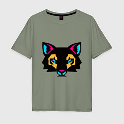 Мужская футболка оверсайз Яркий абстрактный кот