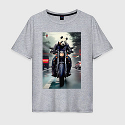 Мужская футболка оверсайз Panda - cool biker - neural network