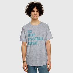 Футболка оверсайз мужская Еда, сон, футбол, цвет: меланж — фото 2