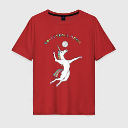 Футболка оверсайз мужская Волейбольная магия, цвет: красный