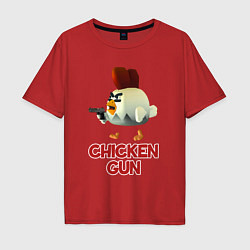 Футболка оверсайз мужская Chicken Gun chick, цвет: красный