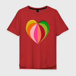 Футболка оверсайз мужская Цветное сердечко, цвет: красный