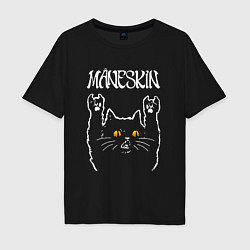 Футболка оверсайз мужская Maneskin rock cat, цвет: черный