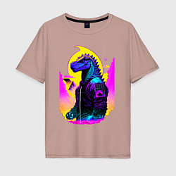 Мужская футболка оверсайз Cool dinosaur - cyberpunk - neural network